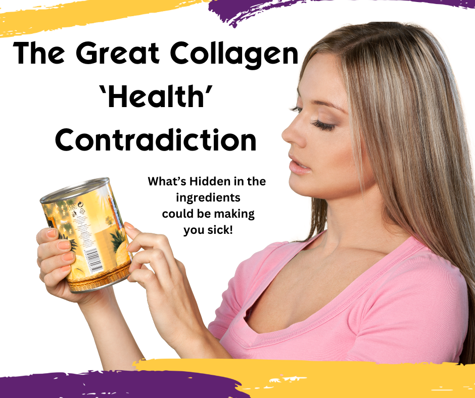 woman checking collagen label